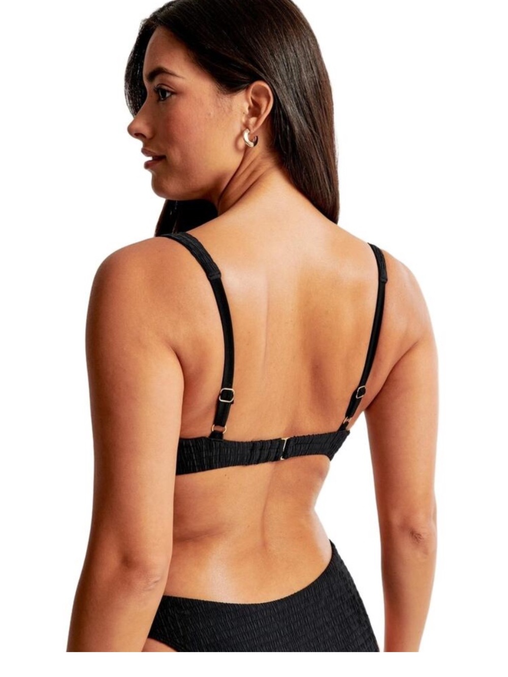Abercrombie & Fitch Black Textured Underwire Bikini Top Curve love - Picture 2 of 6
